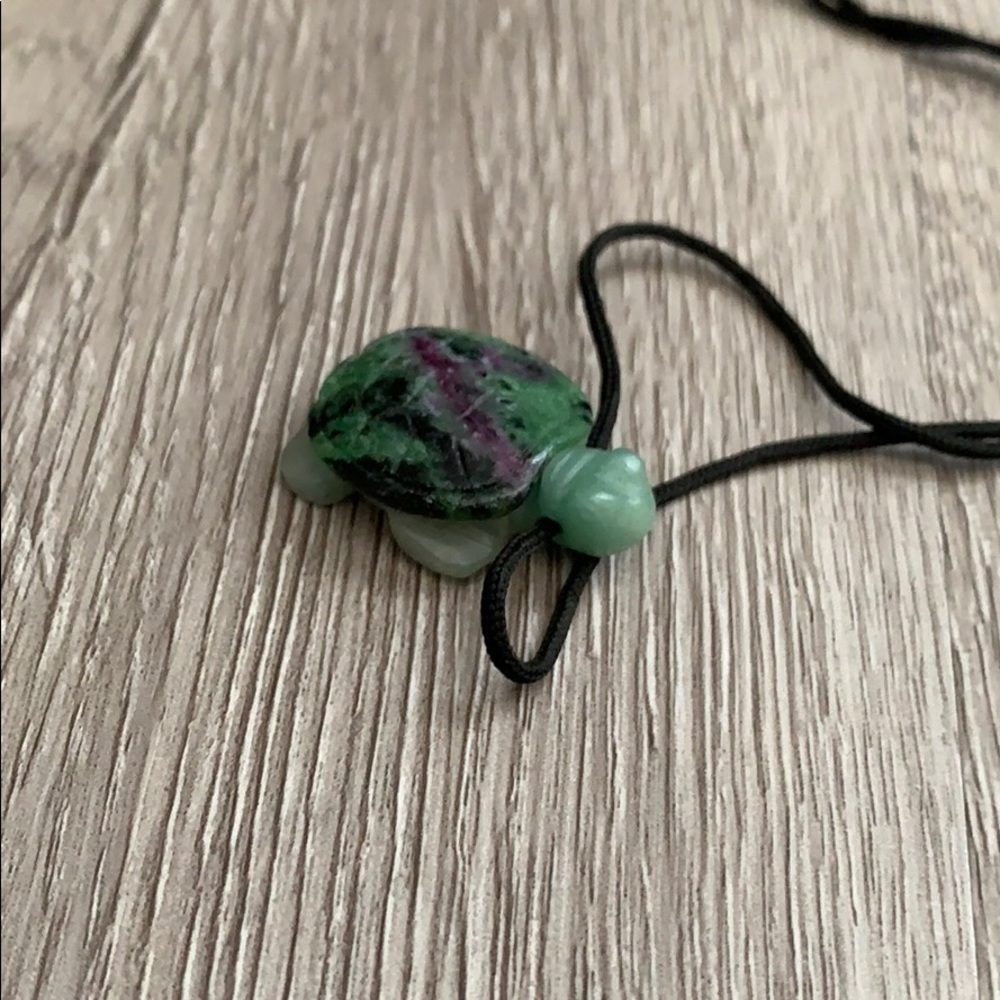 Jade turtle pendant on rope